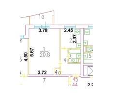Квартира в Москве, 34,6 кв.м, 1 комн. 